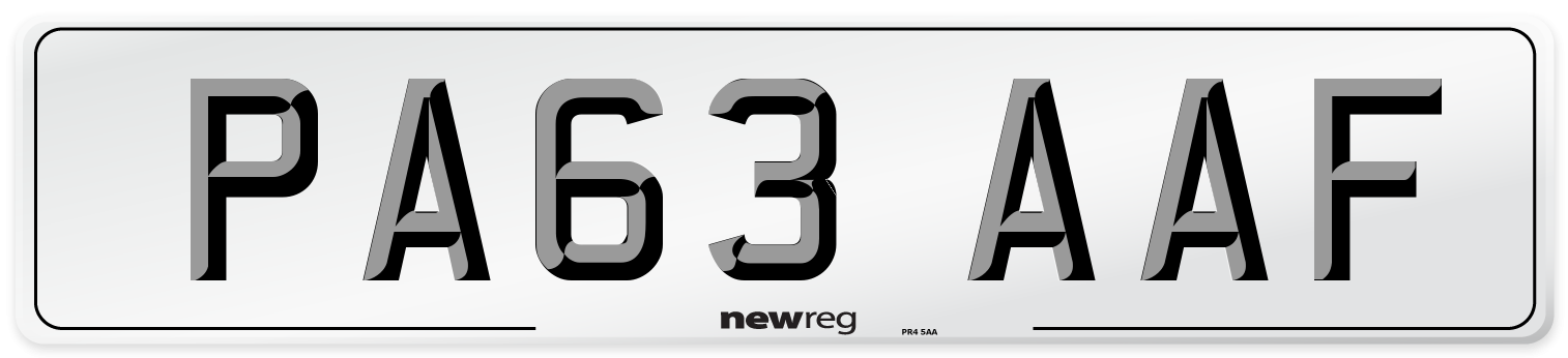 PA63 AAF Number Plate from New Reg